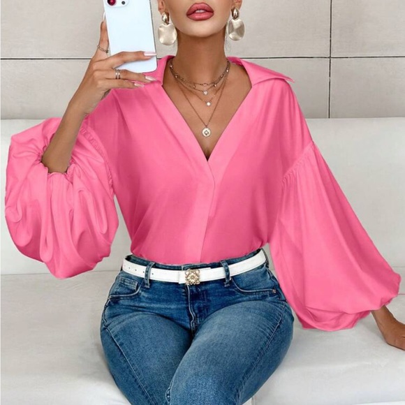 Luxe lantern sleeve blouse - Picture 3 of 15